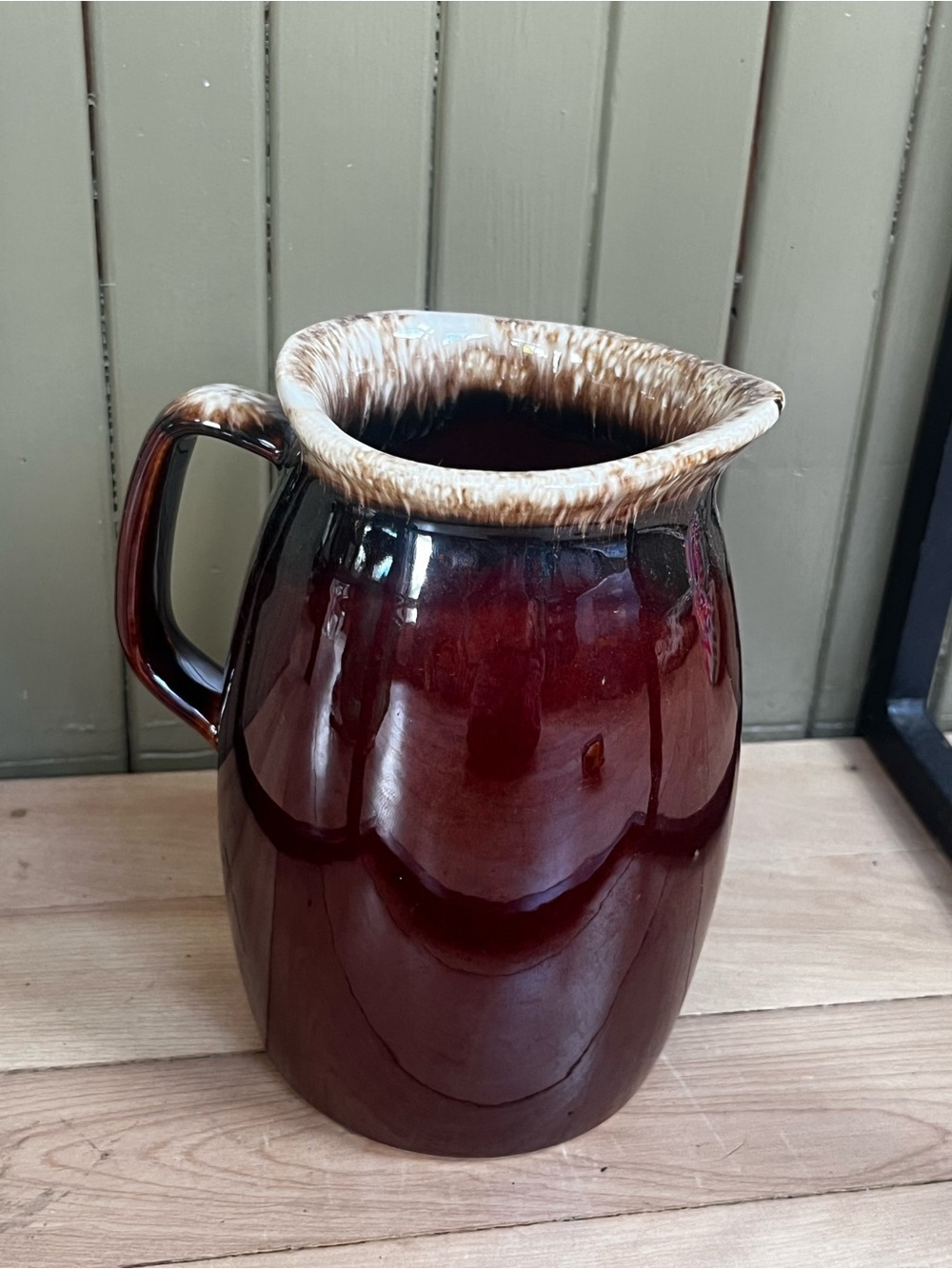 Hull Pottery Oven Proof Brown Drip Glaze Ceramic 6” Pitcher USA